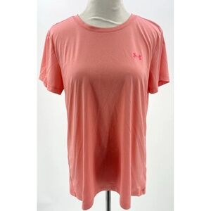 Under Armour Women's T Shirt Crew Neck XL Coral HeatGear Workout Athletic